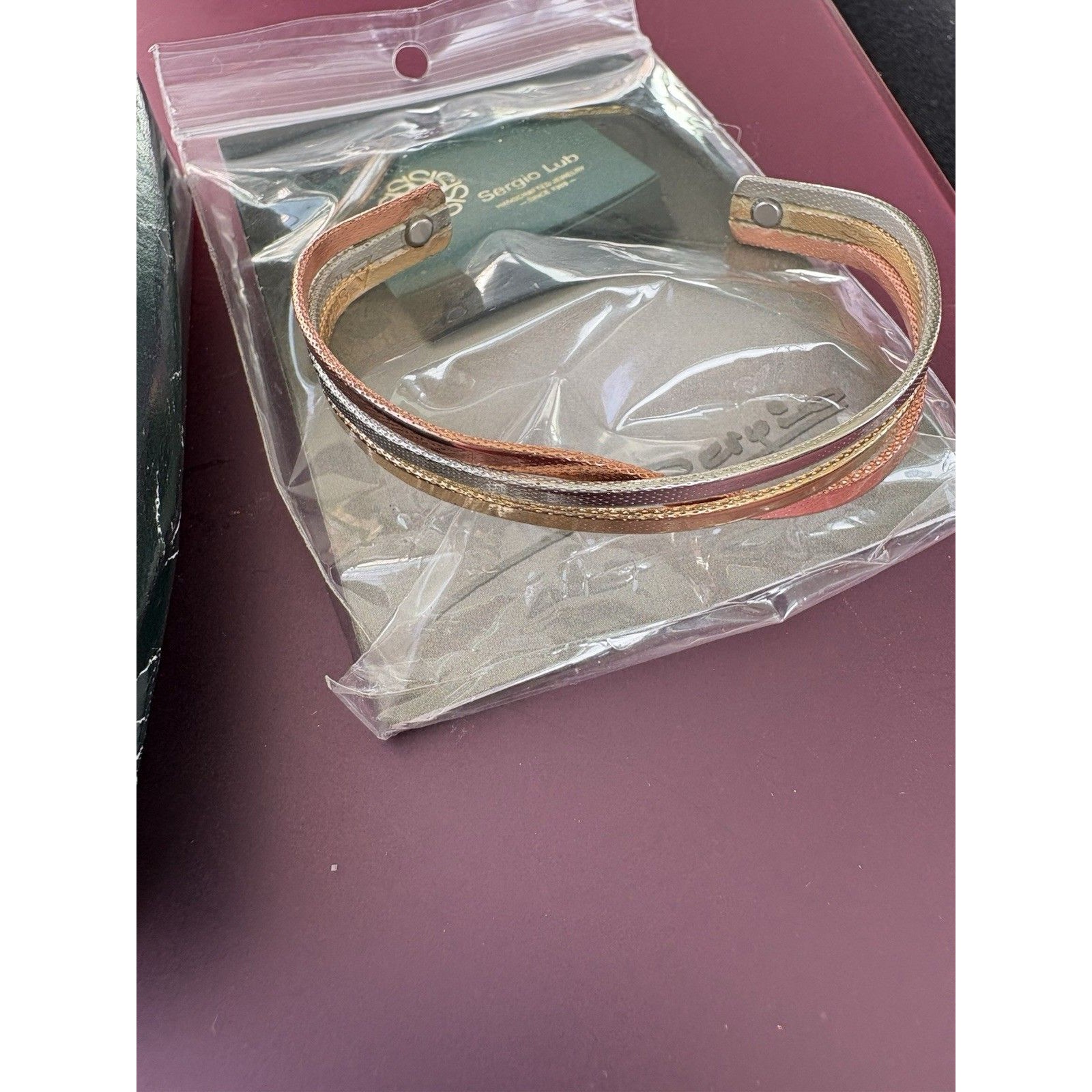 Sergio Lub Magnetic Bracelet Copper, Silver,Brass Wave Nwb
